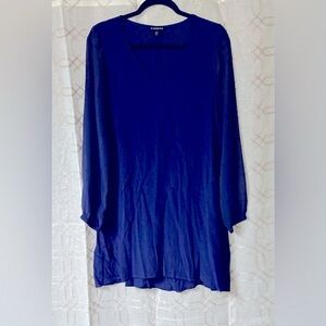 Express Blue Scoop Neck Bishop Sleeve SunDress